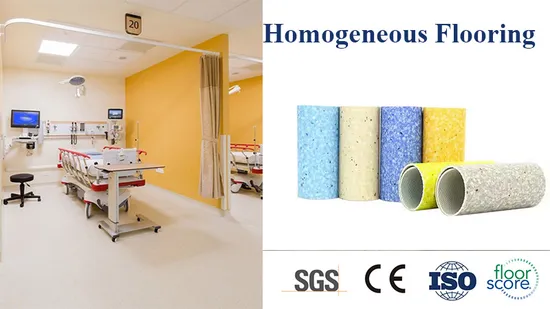 Waterproof Homogeneous Flooring Roll for Hospital Library with T Grade China PVC Flooring Sheet 